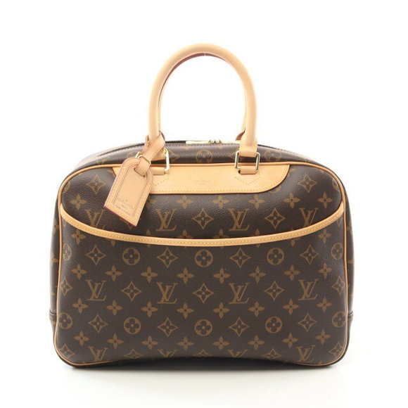 Louis Vuitton Deauville Bowling Vanity Handbag Leather Monogram Brown - Picture 1 of 7